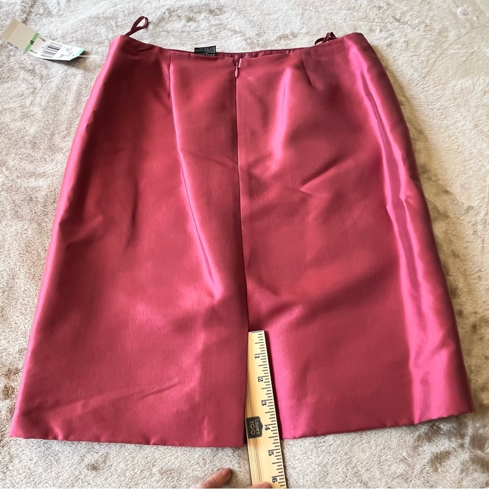 Anne Klein Suit Tea Rose Blazer Skirt Set Top Stitch Covered Buttons Size 8P - Picture 15 of 16